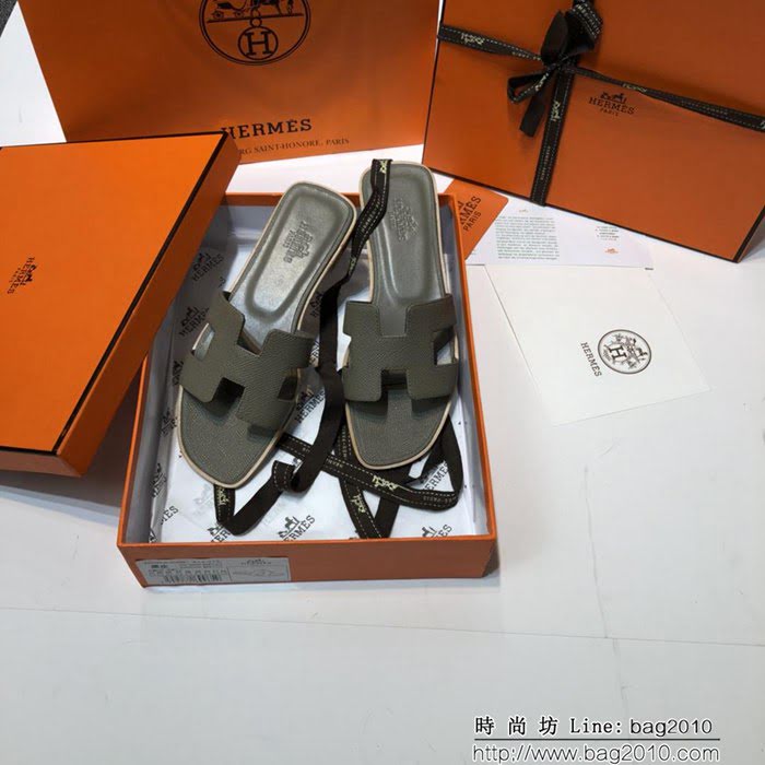 HERMES愛馬仕 頂級品質 2018手掌紋系列 貴婦拖鞋 休閒百搭款 真皮底女拖鞋  dsX1418